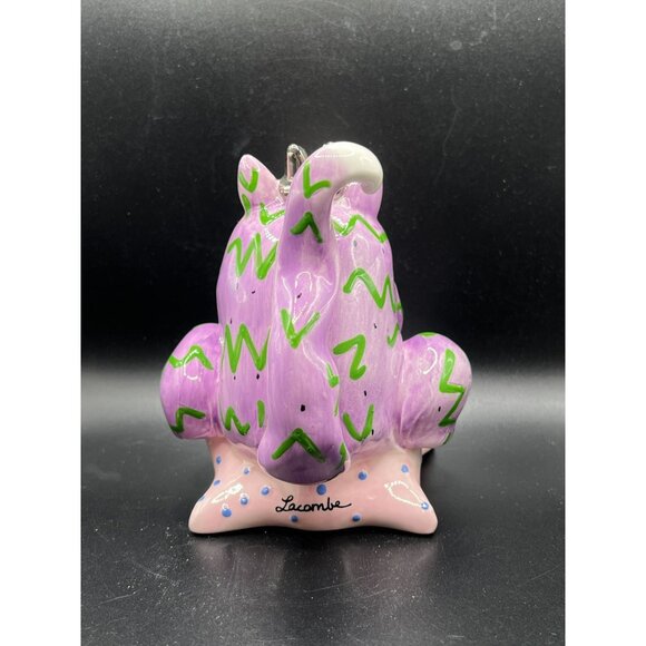 WhimsiClay by Amy Lacombe Cat Figurine 2002 #24229 Annaco Purple Cat on Pillow - Picture 6 of 12